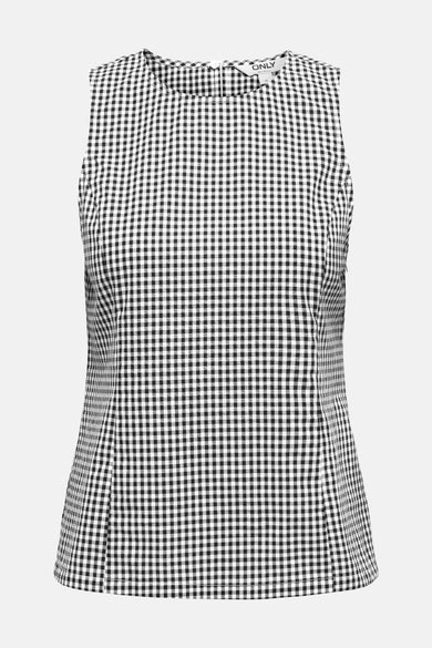 Blouse sans manches ONLY®, avec imprimé rayé noir et blanc et fermeture éclair invisible sur le dos.
