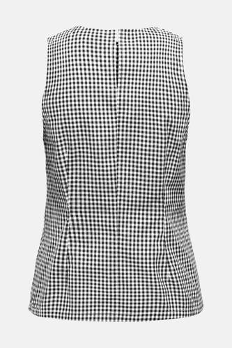 Mouwloze blouse van ONLY®, met zwart-wit geruite print en een blinde ritssluiting op de rug.

