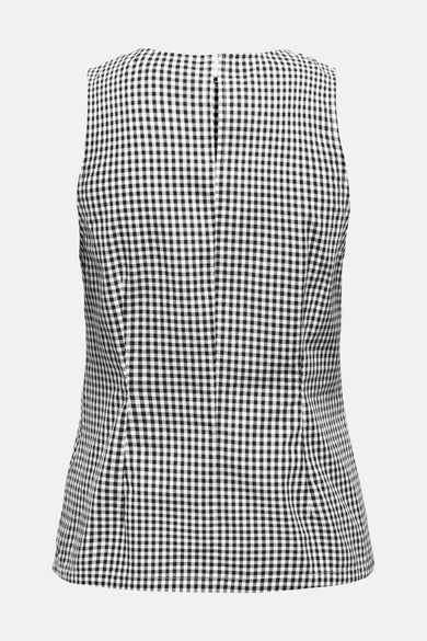 Mouwloze blouse van ONLY®, met zwart-wit geruite print en een blinde ritssluiting op de rug.
