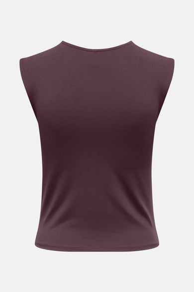 T-shirt sans manches bordeaux de ONLY, vu par derrière.