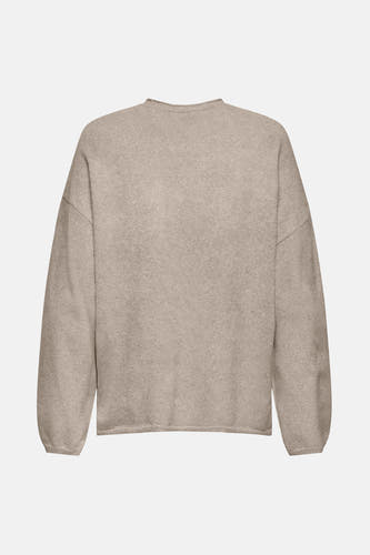 Sweat beige à col rond de ONLY, uni et avec des manches longues.