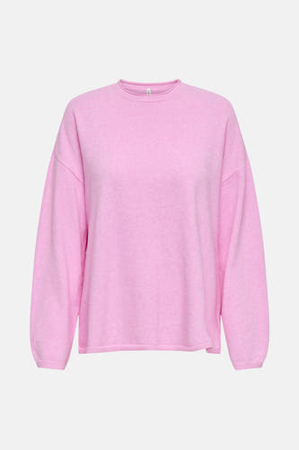 Roze trui met ronde hals van ONLY, met lange mouwen en een effen textuur.