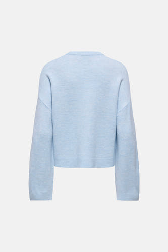 Pull en maille bleu à col rond de ONLY, vue arrière avec manches longues et un design uni.