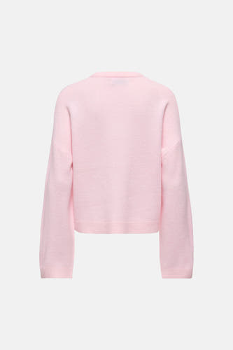 Roze trui met ronde hals van ONLY, effen gebreide textuur.