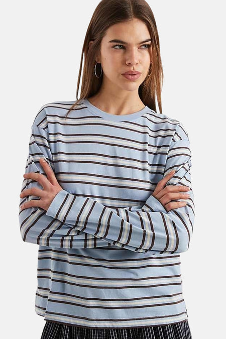 T-shirt à manches longues bleu ONLY®, à motif rayé et manches longues, avec bijoux.