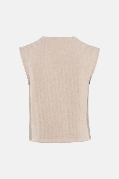 Beige gilet van ONLY, met een fijn breisel en een mouwloos model.
