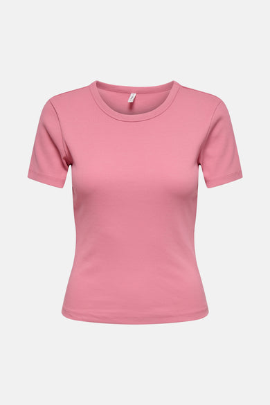 T-shirt rose à manches courtes de ONLY, en côtelé.