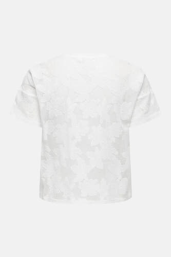 Wit T-shirt van ONLY, met een bloemenpatroon en korte mouwen.