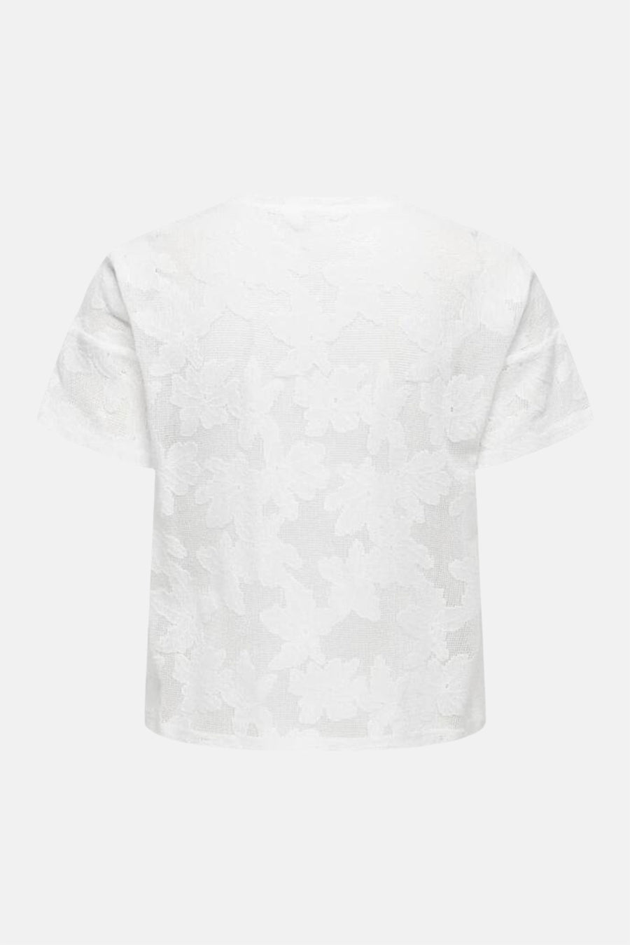 Wit T-shirt van ONLY, met een bloemenpatroon en korte mouwen.