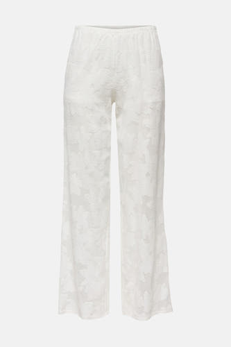Witte broek van ONLY, met bloemenpatroon en een elastische tailleband.