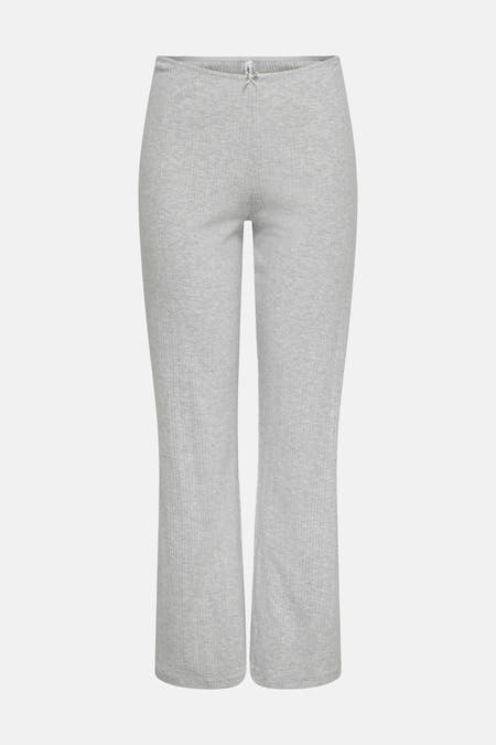 Grijze broek van ONLY met ribstof textuur en een decoratief strikje in de tailleband.