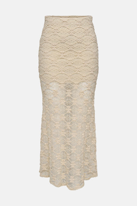 Jupe écru de ONLY avec motif en dentelle florale et ourlet évasé.