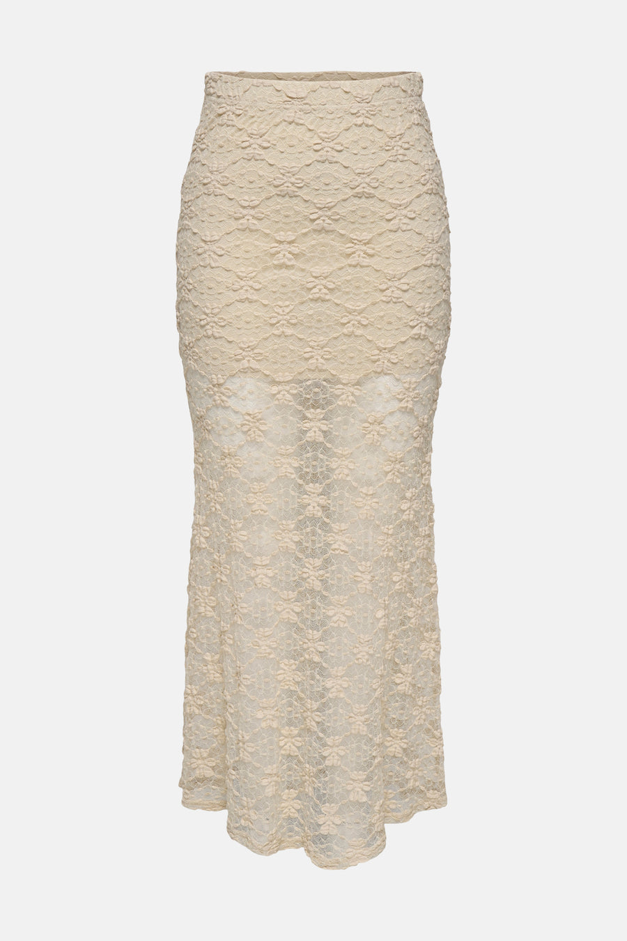 Jupe écru de ONLY avec motif en dentelle florale et ourlet évasé.