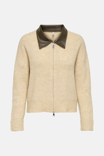 ONLGRACY LIFE LS COLLAR ZIP CARDI EX KNT