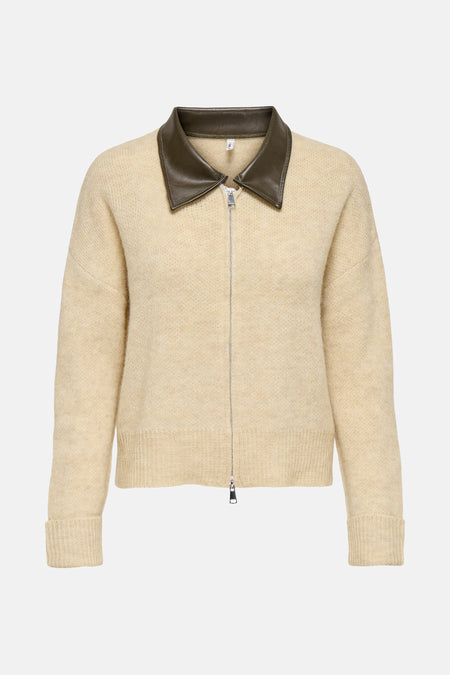 ONLGRACY LIFE LS COLLAR ZIP CARDI EX KNT