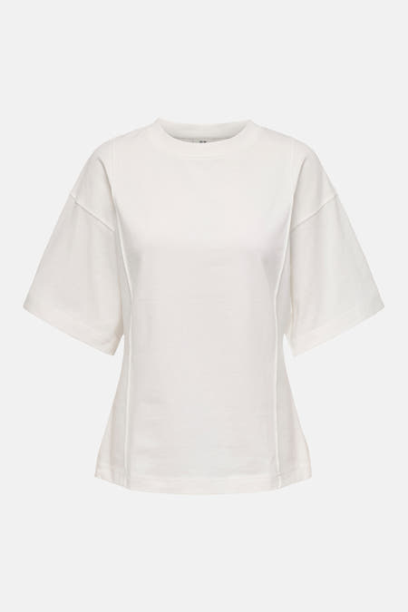 Wit T-shirt van JDY, met korte mouwen en opvallende naden aan de voorzijde.