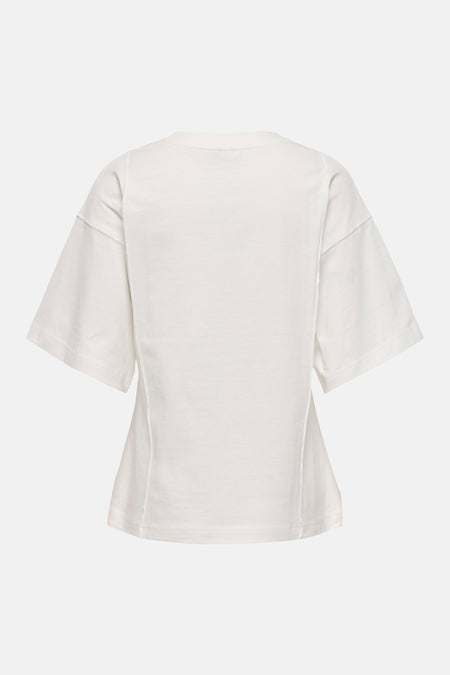 Wit T-shirt van JDY, met korte mouwen en een losse pasvorm, gezien van achteren.
