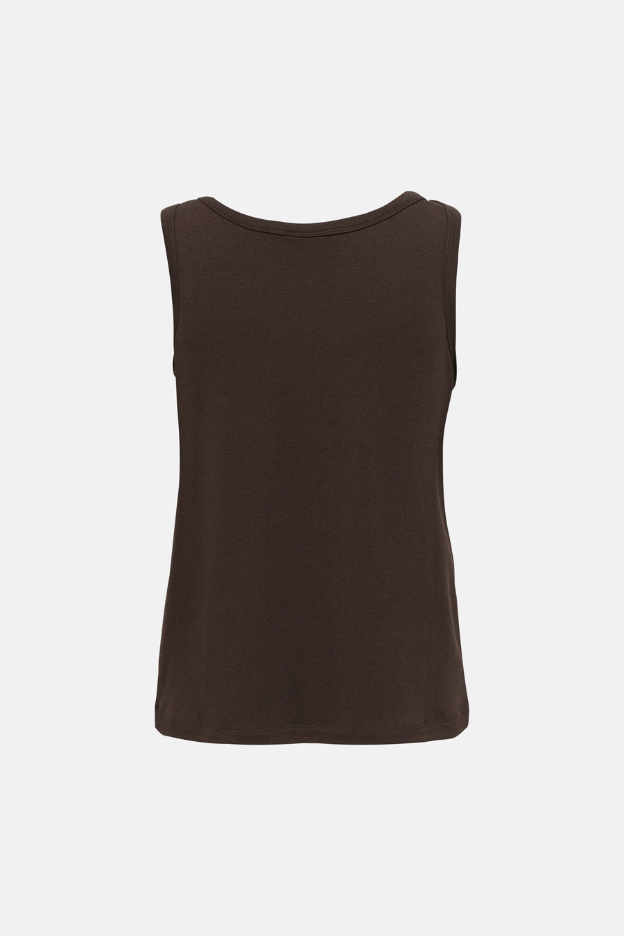 Haut marron de JDY, sans manches avec col rond, en coton doux, dos.