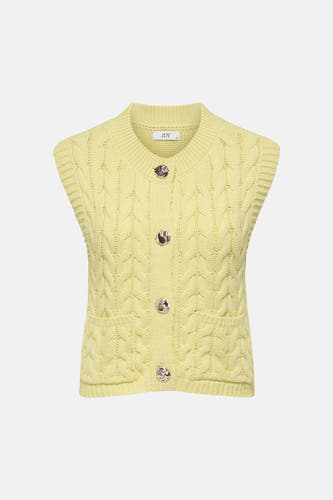 Débardeur jaune de JDY, avec une texture tricotée et un col rond montant.