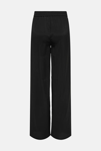 Pantalon de costume noir ONLY avec taille élastique, jambes larges et ourlet arrondi à l'arrière.