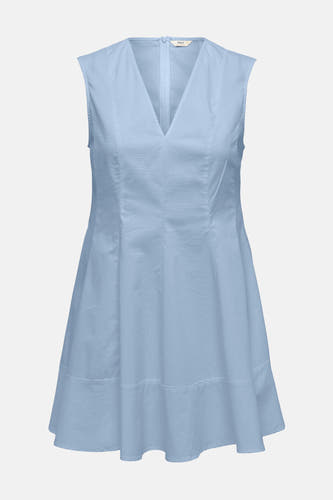 Blauw kleedje zonder mouwen van ONLY, met een V-hals en een a-lijn model.
