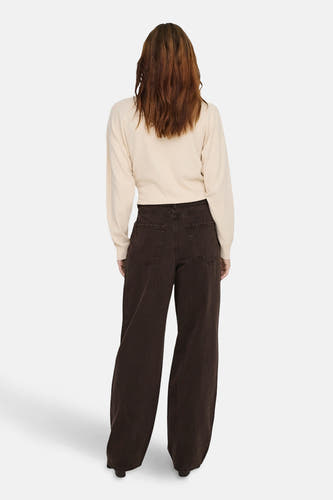 Bruine gekleurde jeans van ONLY, met wijde pijpen en achterzakken.