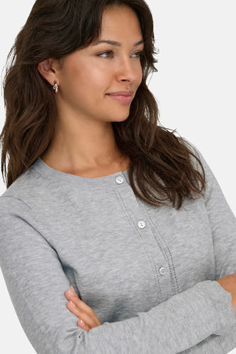 Grijze cardigan van ONLY, met knoopsluiting en fijne details.