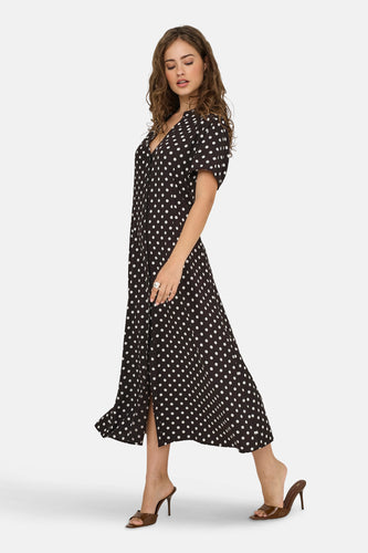 Kleedje met korte mouwen - bruin