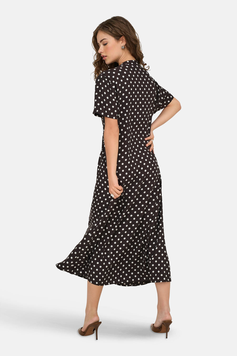 Kleedje met korte mouwen - bruin