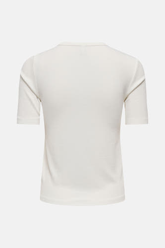Wit T-shirt met korte mouwen van ONLY, met een ribgebreide textuur.
