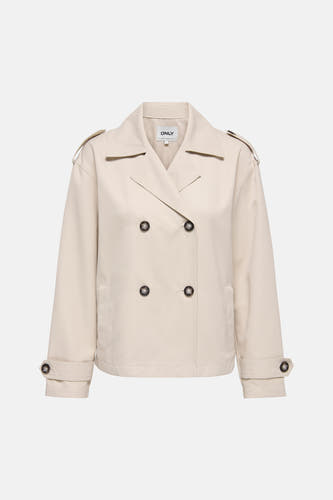 Manteau court beige de ONLY, avec double boutonnage et épaulettes sur les épaules.