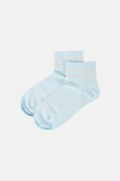 Chaussettes bleues de ONLY avec des rayures pailletées.