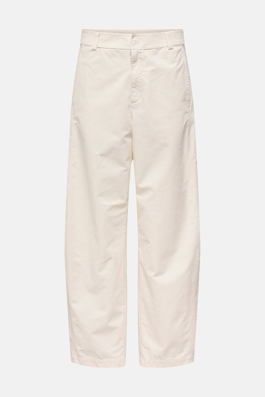 Chino beige de ONLY, avec jambes larges et passants de ceinture, texture unie.