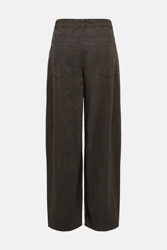 Bruine broek van ONLY®, met wijde pijpen en achterzakken, gezien van achteren.
