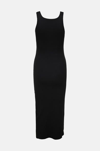 Zwart mouwloos jurkje van ONLY® met ribstructuur, strak model, ronde hals, front view