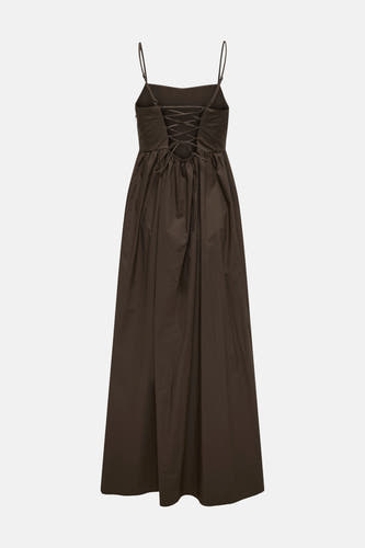 Robe marron sans manches ONLY® avec fines bretelles, laçage de style corset et un nœud dans le dos.