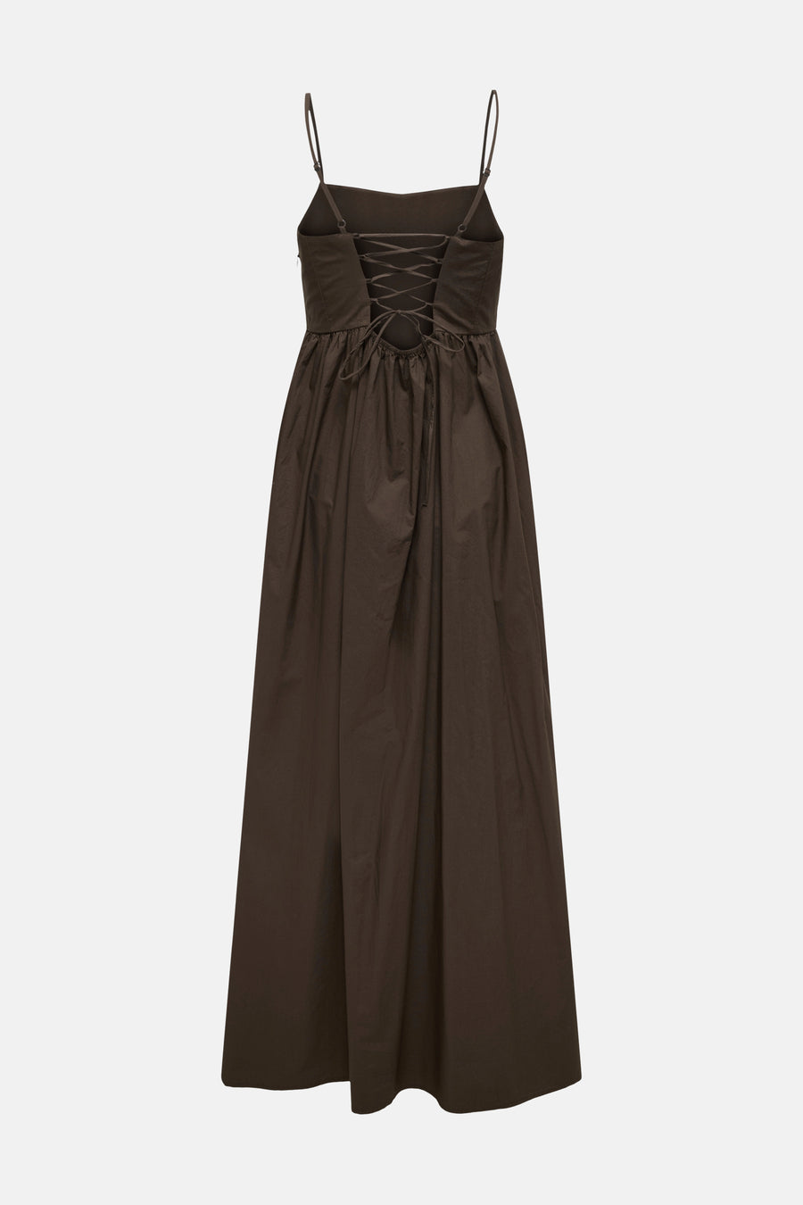 Robe marron sans manches ONLY® avec fines bretelles, laçage de style corset et un nœud dans le dos.