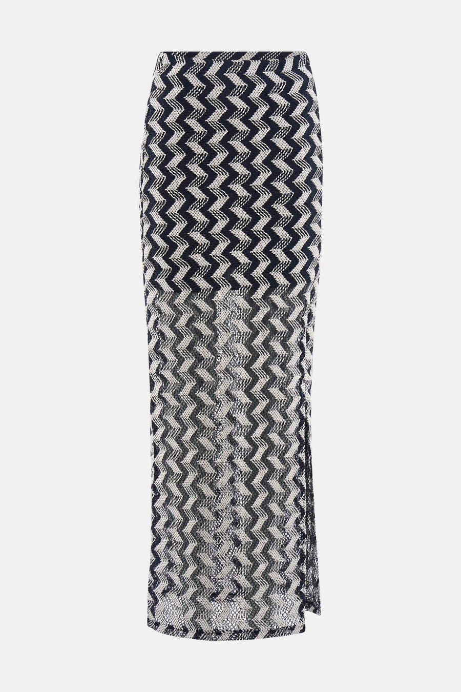 Lange gebreide rok in meerkleurig zigzagpatroon van ONLY® met een zijsplit.