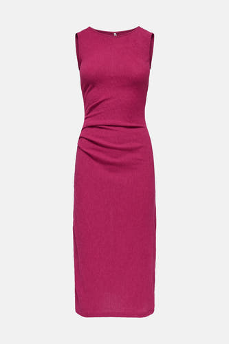 Roze mouwloos kleedje van ONLY® met textuur, boothals en plooien in de taille.