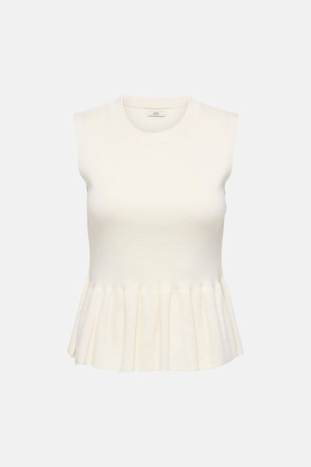 Haut sans manches blanc cassé de JDY avec texture tricotée et ourlet péplum, dos.