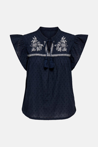 Blouse met korte mouwen - blauw