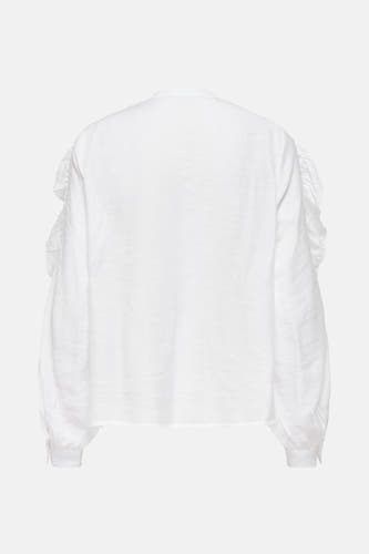 Witte blouse met lange mouwen van ONLY, met ruches op de schouders.

