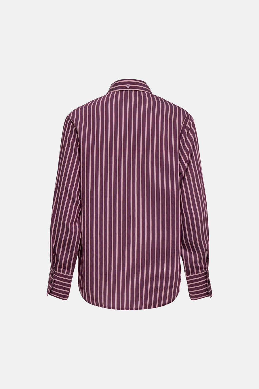 Chemise rayée violette d'ONLY® avec des rayures roses, visible du dos.