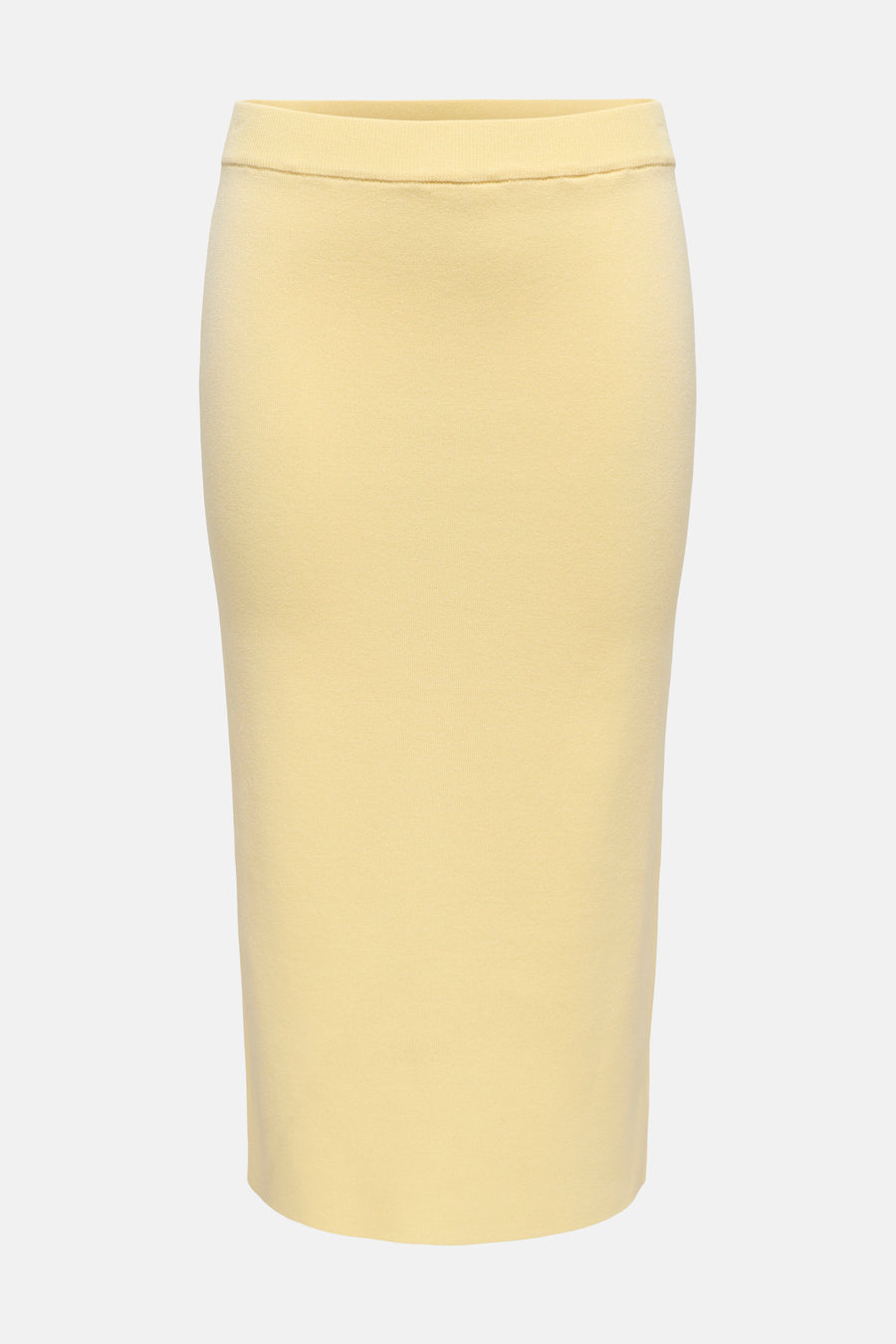 Jupe crayon moulante en maille fine jaune de JDY avec taille élastique, dos.