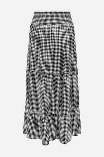 Lange rok van JDY met zwart-wit gingham ruitpatroon en gelaagde, geplooide zoom.