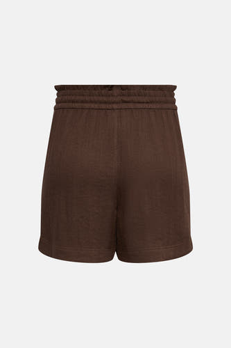 Bruine korte broek van JDY met elastische tailleband en geribde stof, front view
