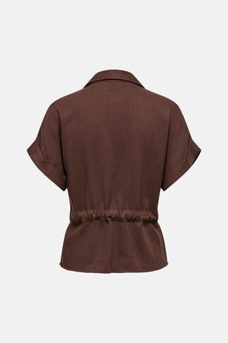 Bruin korte mouwen hemd van JDY, achterzijde met elastische taille en textuurrijke stof