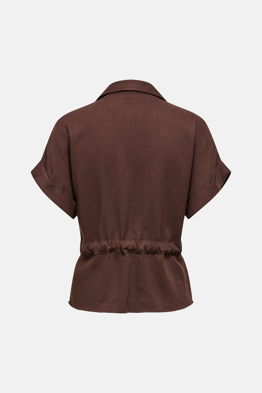 Bruin korte mouwen hemd van JDY, achterzijde met elastische taille en textuurrijke stof