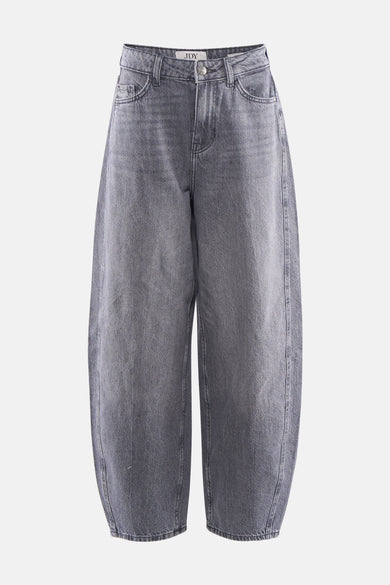 Jean en denim gris coupe spéciale de JDY, avec des jambes larges et arrondies et un délavage subtil.