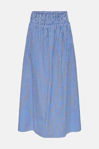 Blauwe geruite lange rok van ONLY® met een gesmokte elastische tailleband.